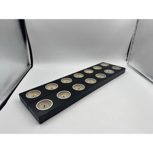 Lot Of 2 IKEA 200.640.47 - 7 spot black tea light candle holder MCM Missing 1